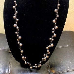 NWOT J. CREW bead &chain necklace in gunmetal gray